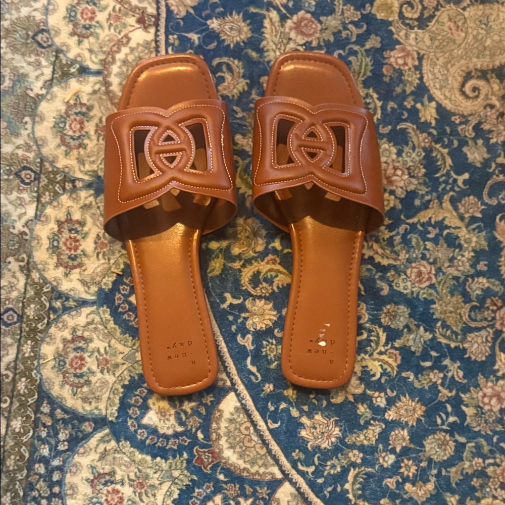 a new day Tan Slide Sandals